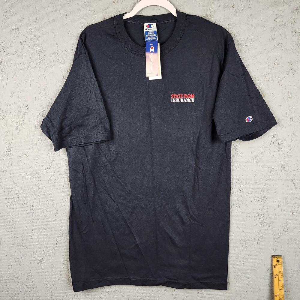 Vintage Champion Shirt Mens Large Navy State Farm Insurance Graphic Made USA 90s